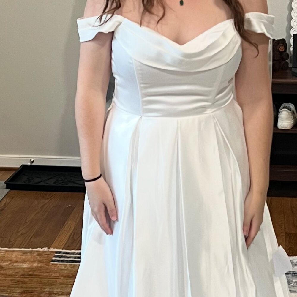 Lulus Extraordinary Vow White Off-the-shoulder Maxi Dress With Pockets - Size M - Picture 6 of 6